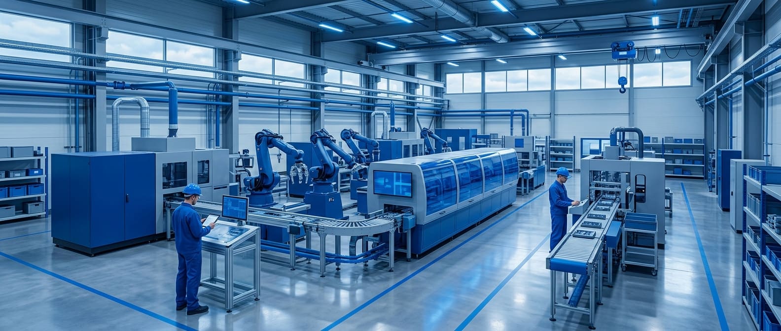 Atelier industriel avec technicien en équipement de protection
