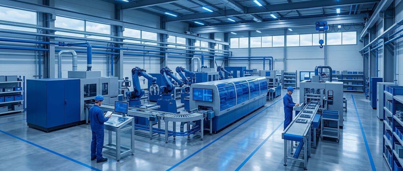 Atelier industriel avec technicien en équipement de protection