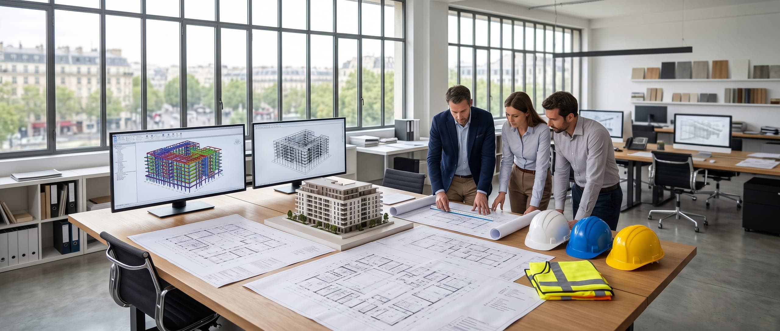 Plans et documents techniques sur un chantier